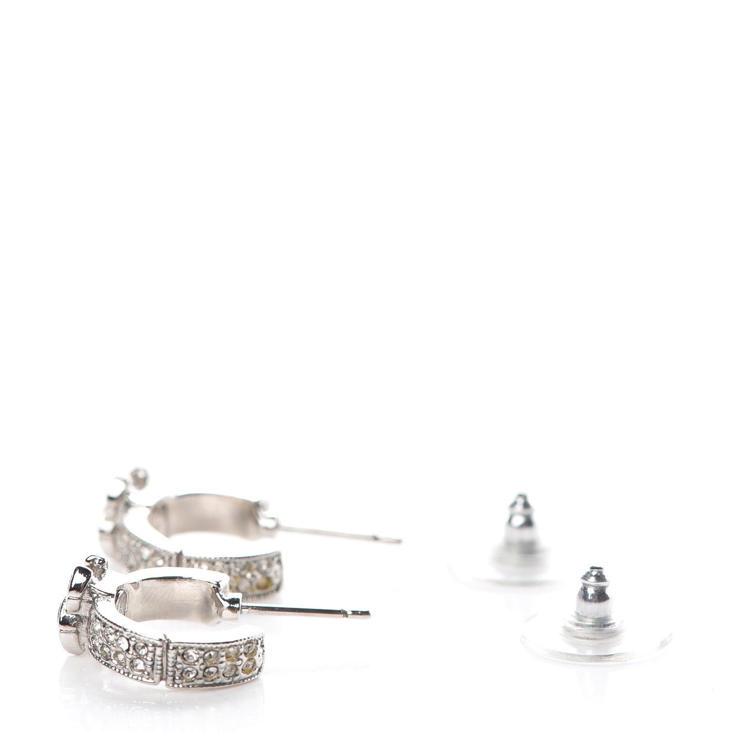 Crystal CC Hoop Earrings Silver