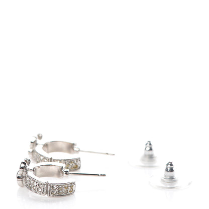Chanel Crystal CC Hoop Earrings Silver 3 of 5