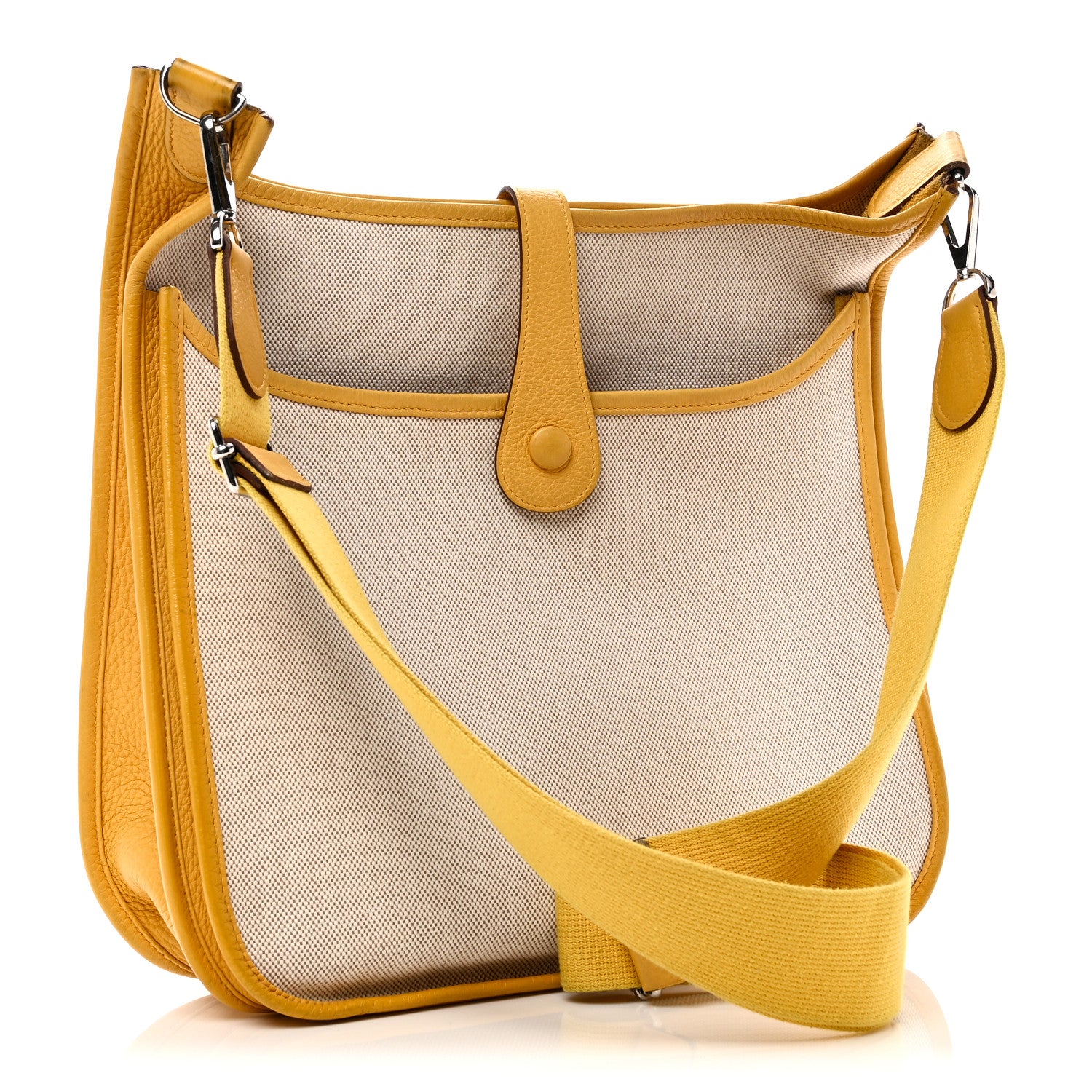 Hermes Toile Taurillon Clemence Evelyne III GM Jaune 3 of 11