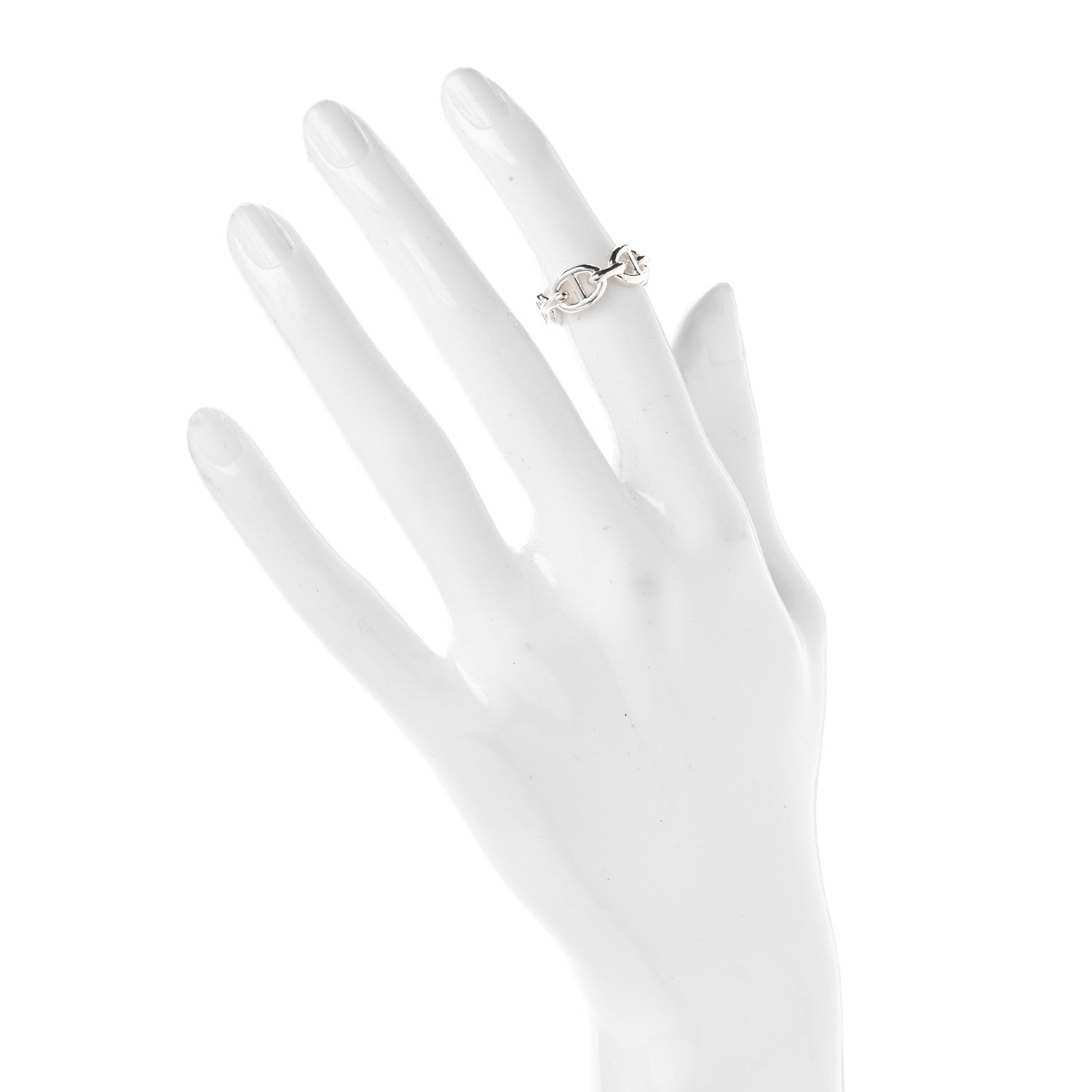 Hermes Sterling Silver PM Chaine d'Ancre Enchainee Band Ring 46 3.75 2 of 7