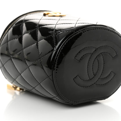 Chanel Patent Quilted Afternoon Tea Top Handle Mini Vanity Case With Chain Black 9 of 11