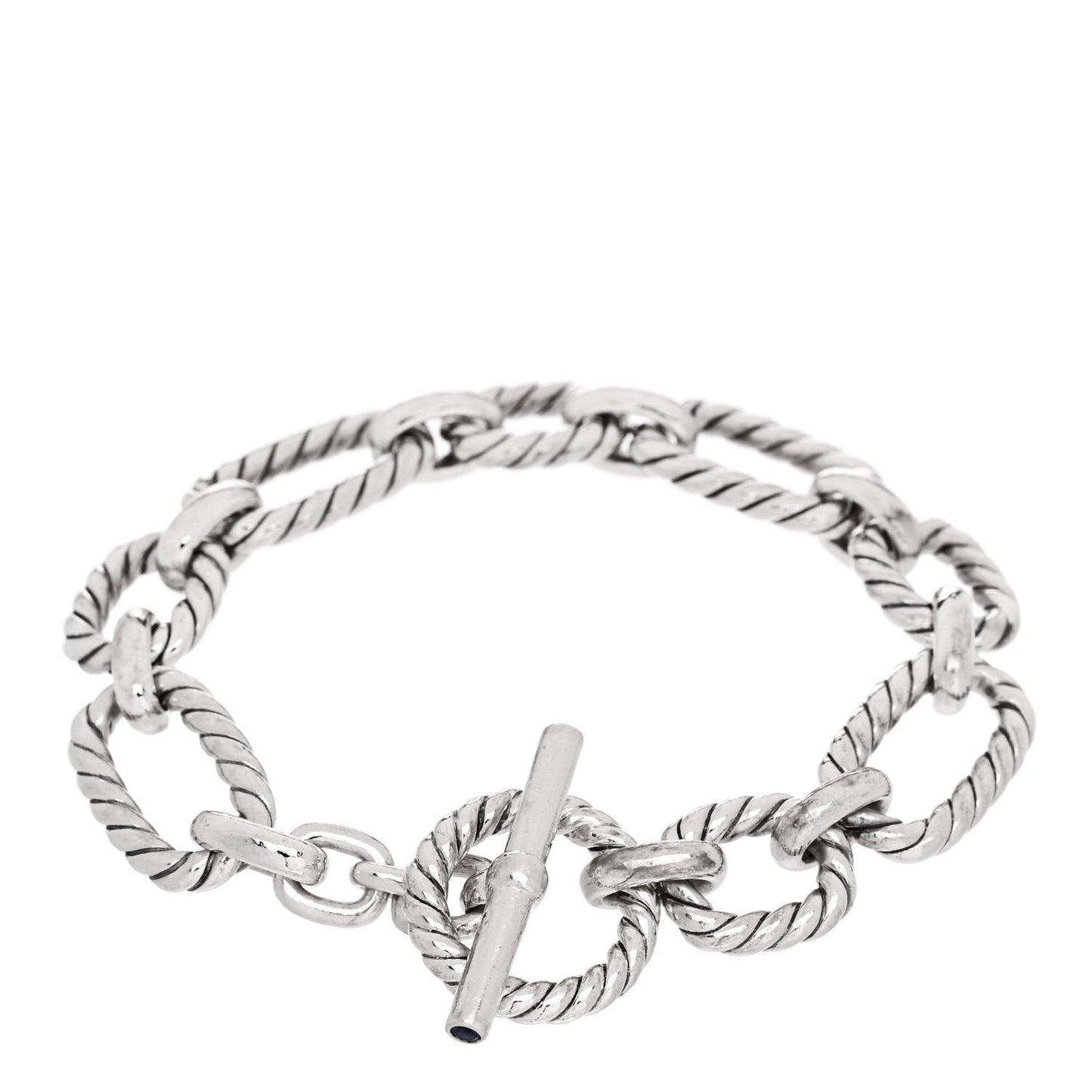 Sterling Silver Blue Sapphire 12.5mm Cushion Link Bracelet