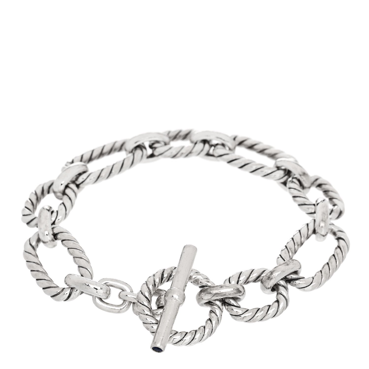 David Yurman Sterling Silver Blue Sapphire 12.5mm Cushion Link Bracelet 2 of 3