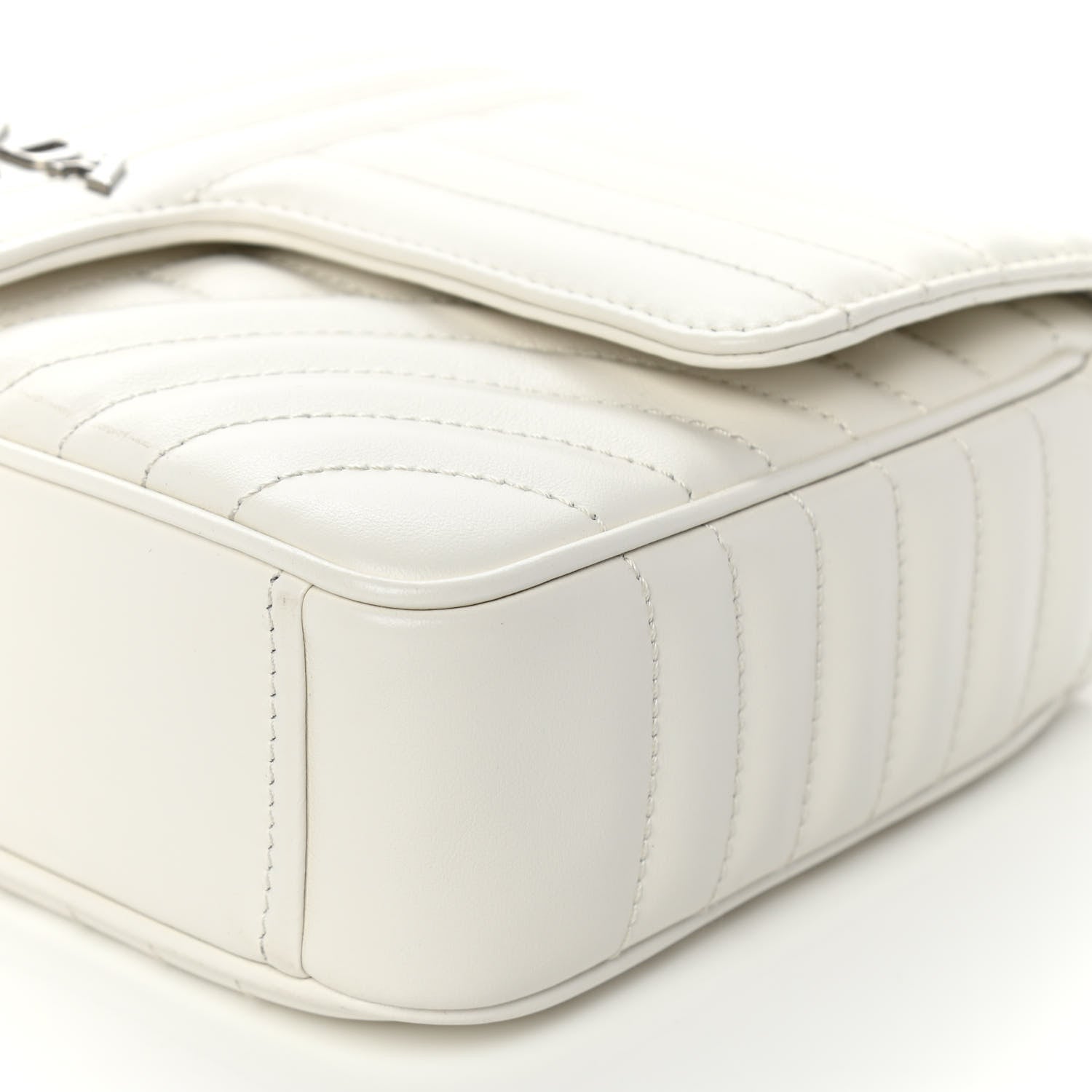 Prada Soft Calfskin Impunture Diagramme Medium Chain Flap Shoulder Bag White 12 of 12