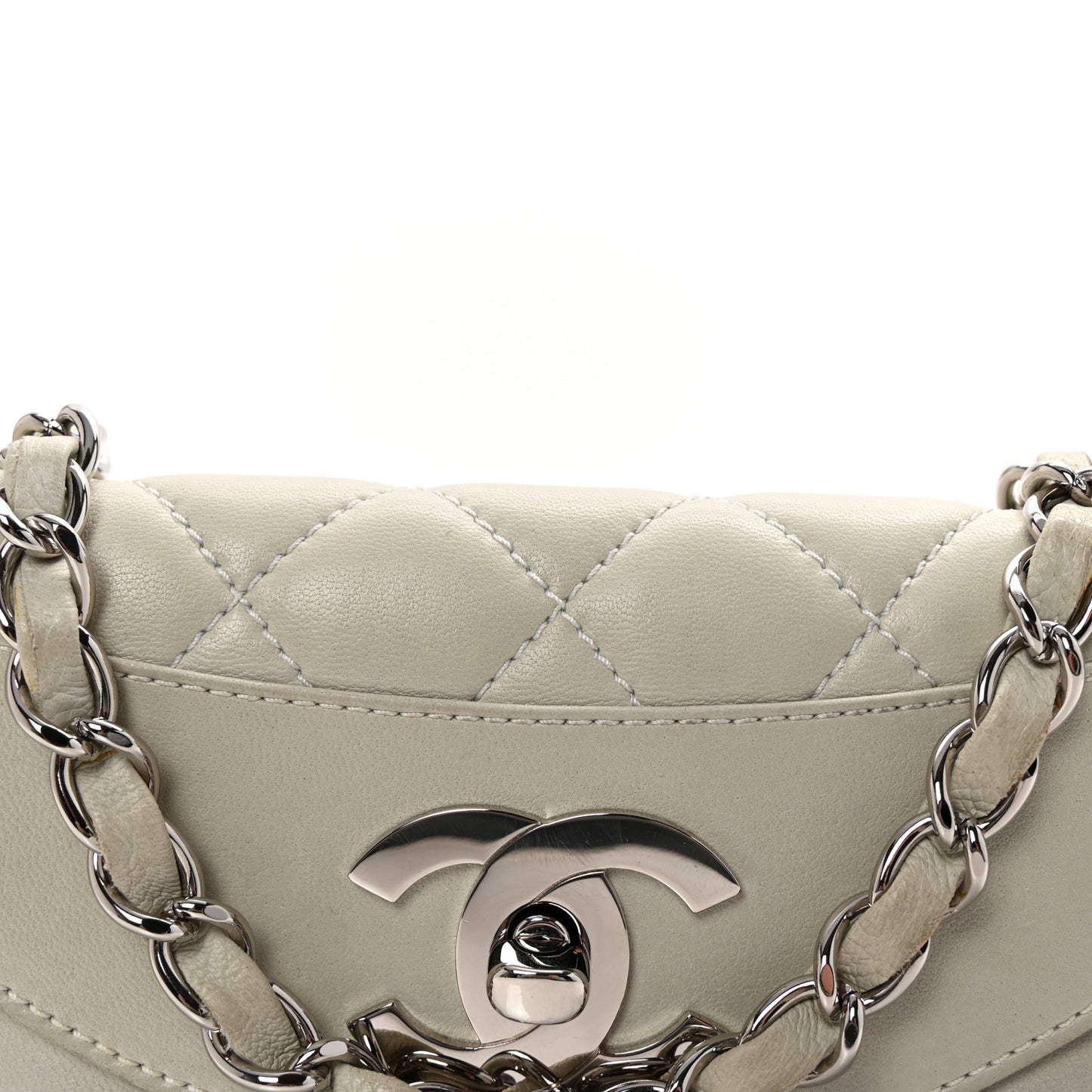 Lambskin Quilted Small Single Flap Bag Grey