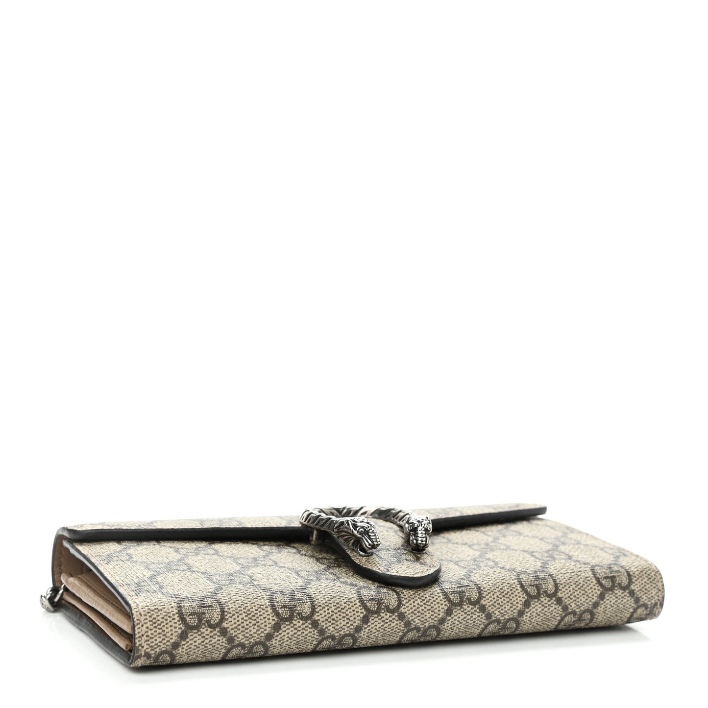 GG Supreme Monogram Dionysus Chain Clutch Wallet Beige Taupe