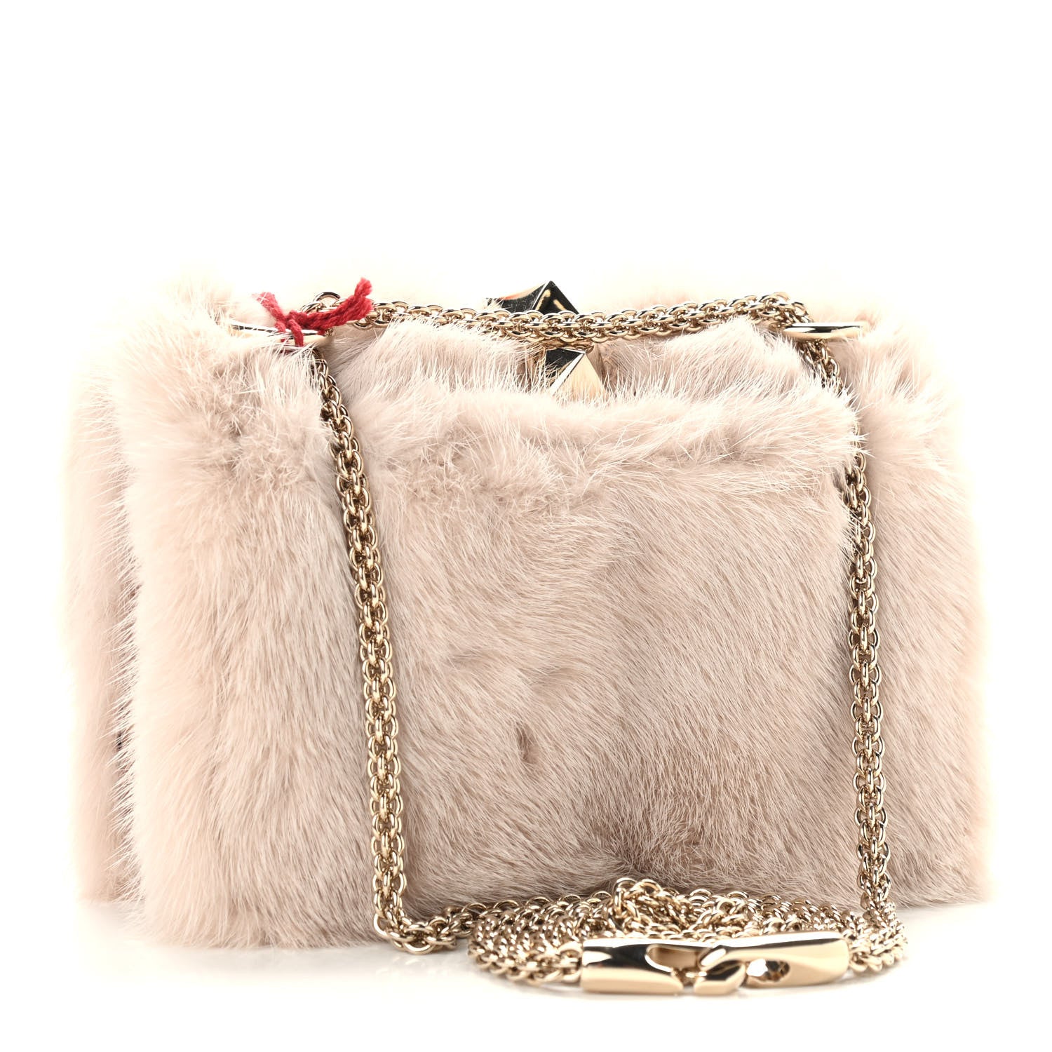 Valentino Garavani Mink Fur Snakesin Small Glam Lock Rockstud Flap Pink 3 of 8