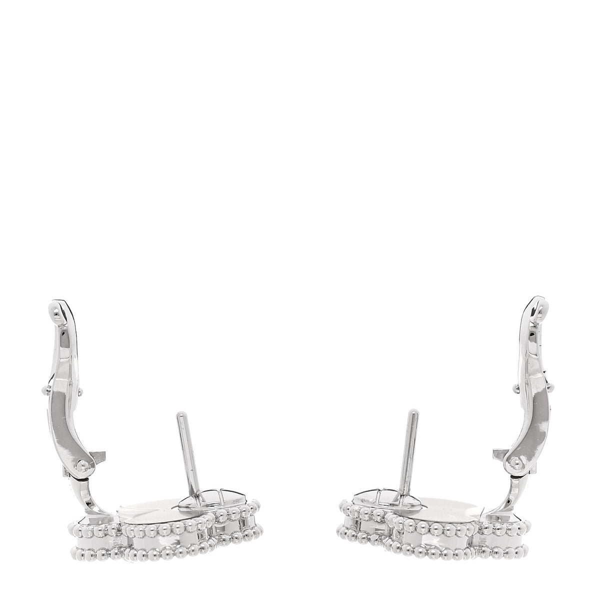 18K White Gold Guilloche Vintage Alhambra Earrings