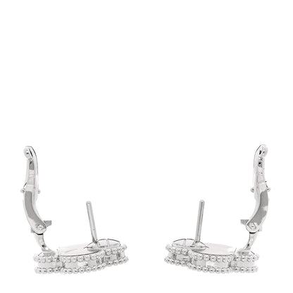 Van Cleef & Arpels 18K White Gold Guilloche Vintage Alhambra Earrings 3 of 5