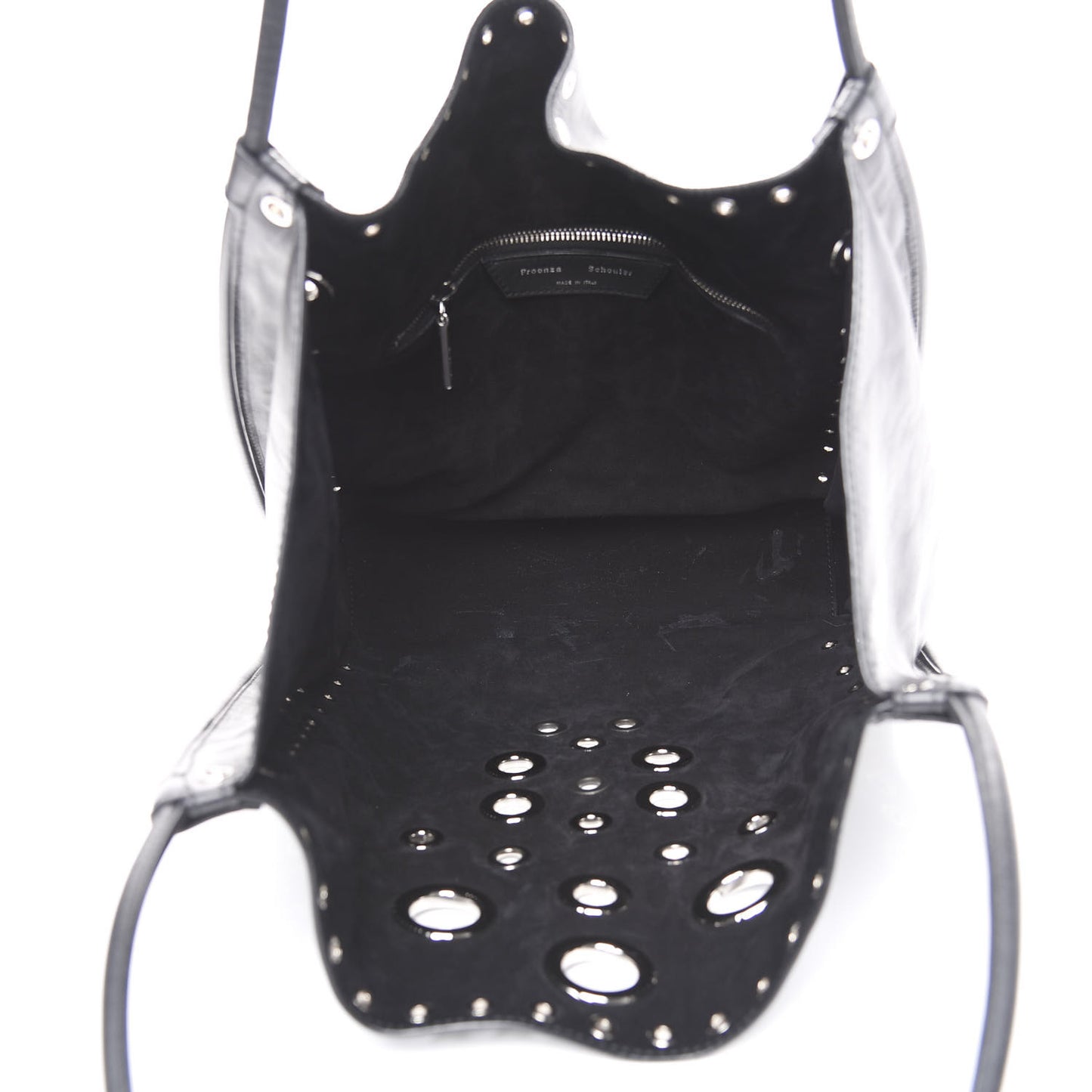 Soft Calf Medium Grommet Studded Tote Black