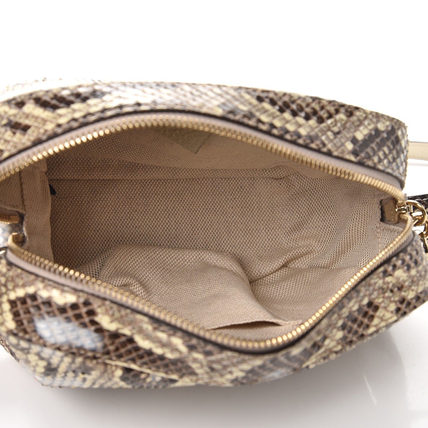 Gucci Python Small Soho Disco Bag Off White Nut Brown Beige 5 of 7