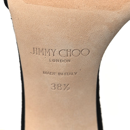 Jimmy Choo Suede Crystal Saeda 100 Sandals 38.5 Black 7 of 8