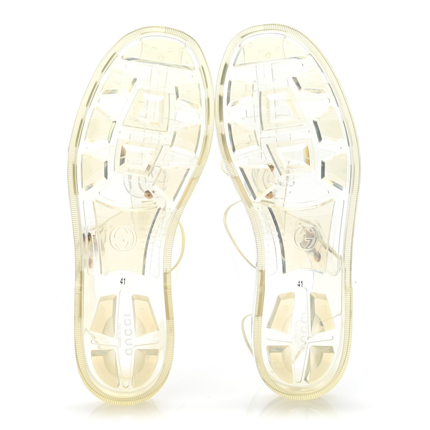 Shiny Rubber Double G Buckle Strap Sandals 41 Transparent