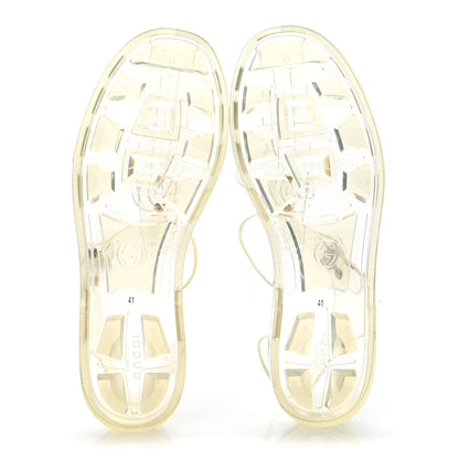 Gucci Shiny Rubber Double G Buckle Strap Sandals 41 Transparent 6 of 7