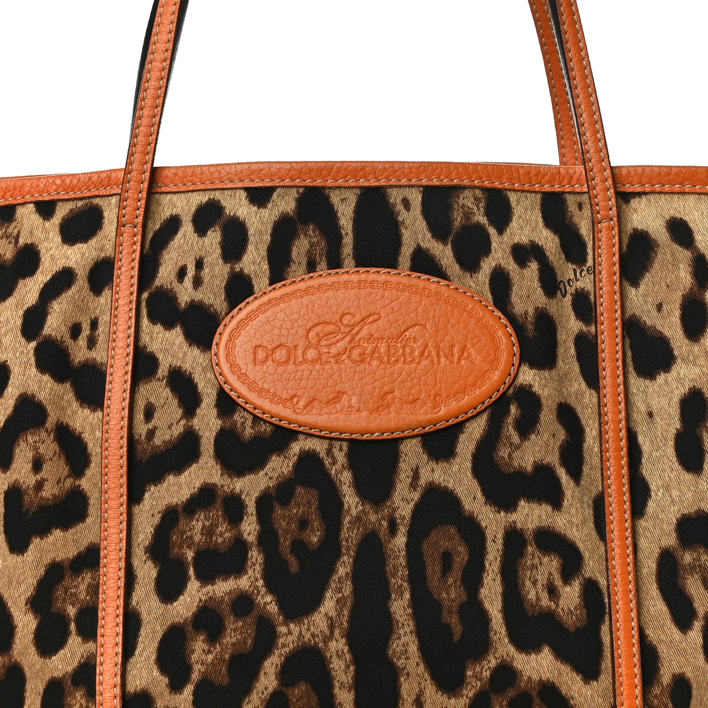Canvas Leopard Print Medium Tote Arancio