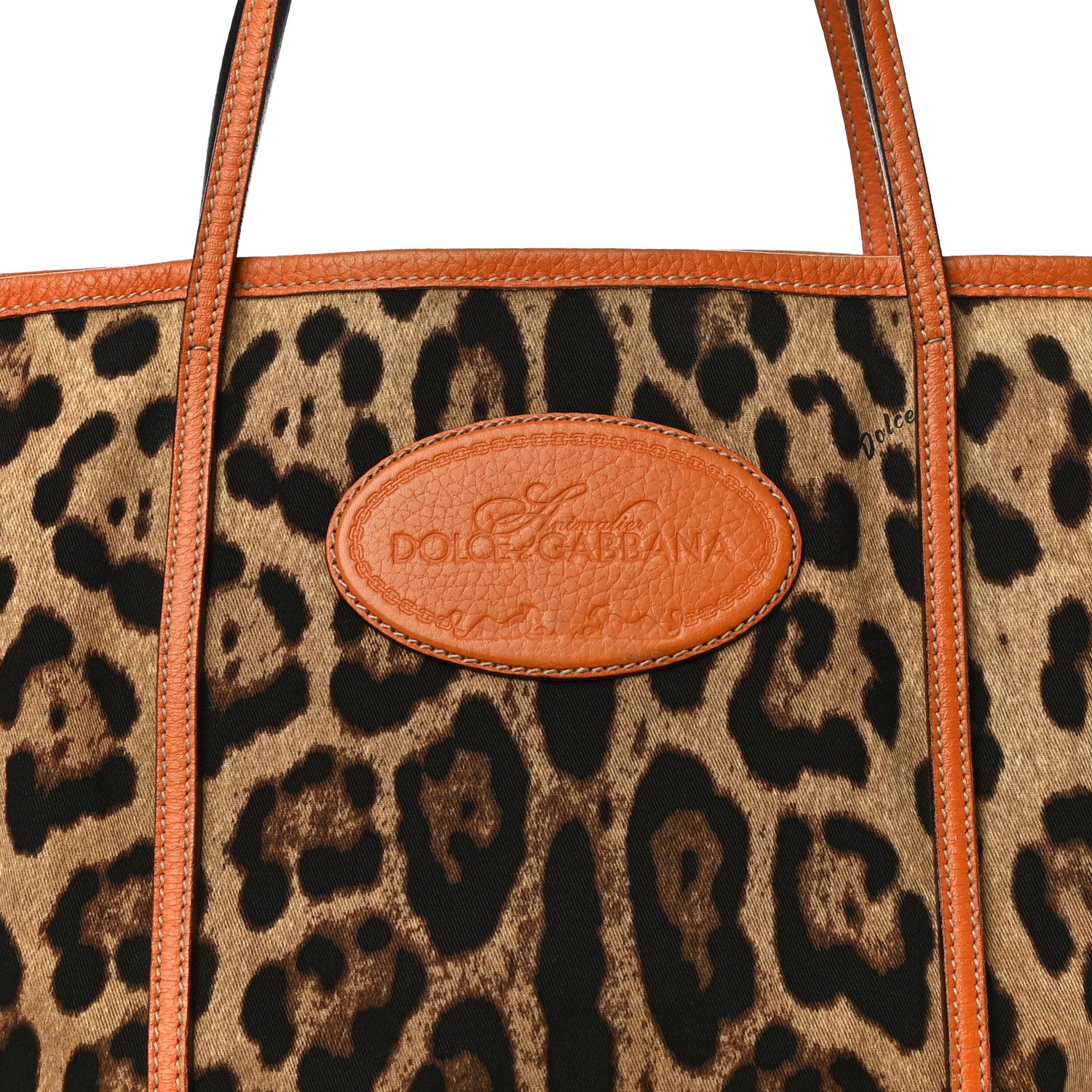 Dolce & Gabbana Canvas Leopard Print Medium Tote Arancio 7 of 11
