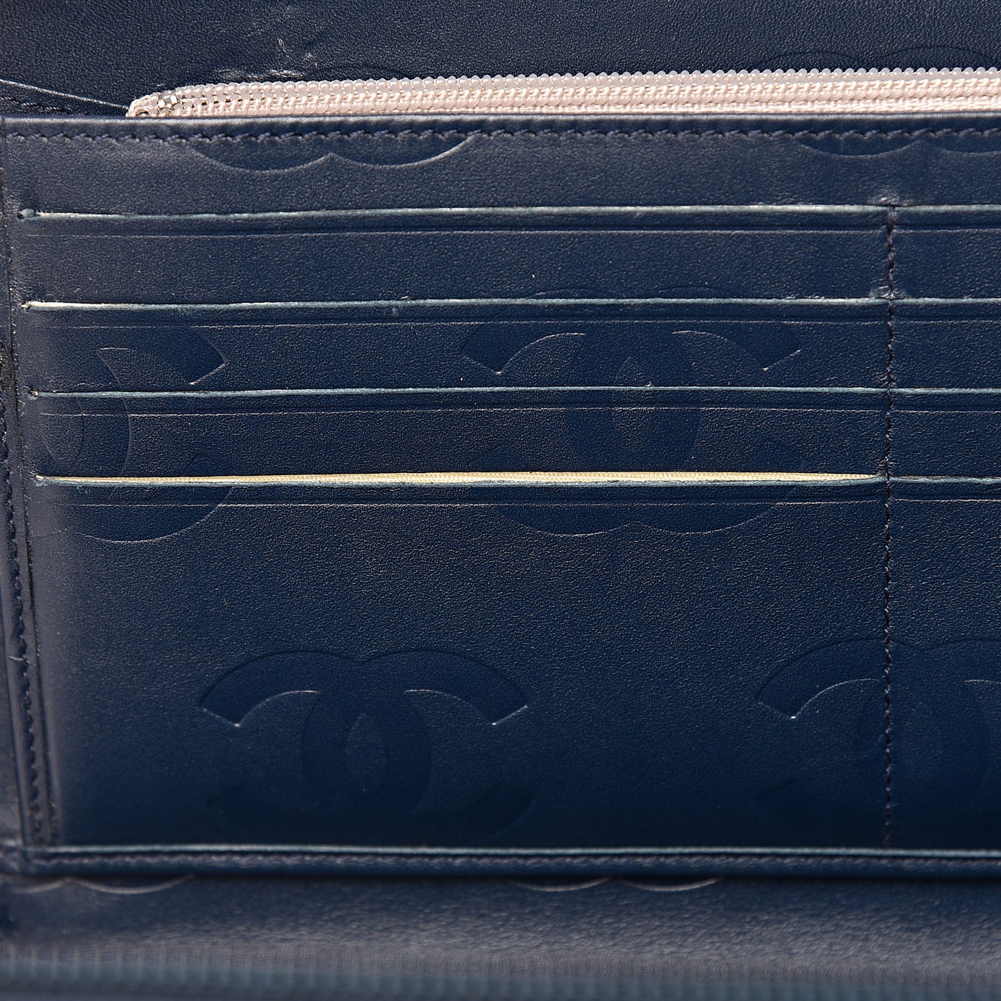 Calfskin Cambon Zip Around Organizer Wallet Navy