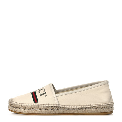 Gucci Canvas Logo Espadrilles 39.5 Greggio White 1 of 8