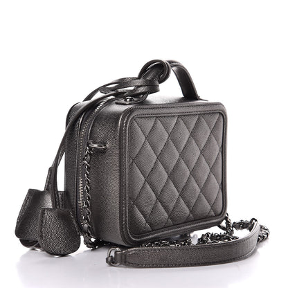 Chanel Caviar Quilted Small CC Filigree Vanity Case Dark Silver 2 of 9