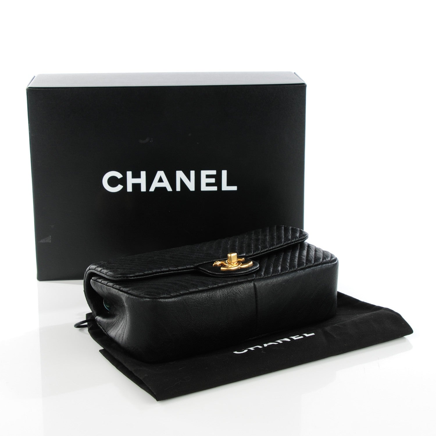 Chanel Wrinkled Lambskin Chevron Quilted Small Flap Black 4 of 8