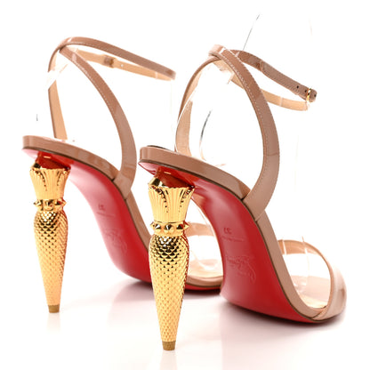 Christian Louboutin Patent Galva Lipqueen 100 Sandals 37 Nude Gold 6 of 16