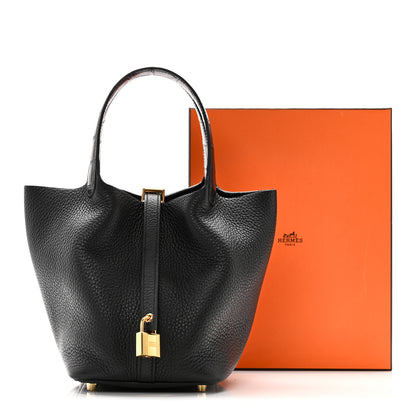 Hermes Taurillon Clemence Matte Alligator Picotin Lock Touch 18 PM Black 11 of 11