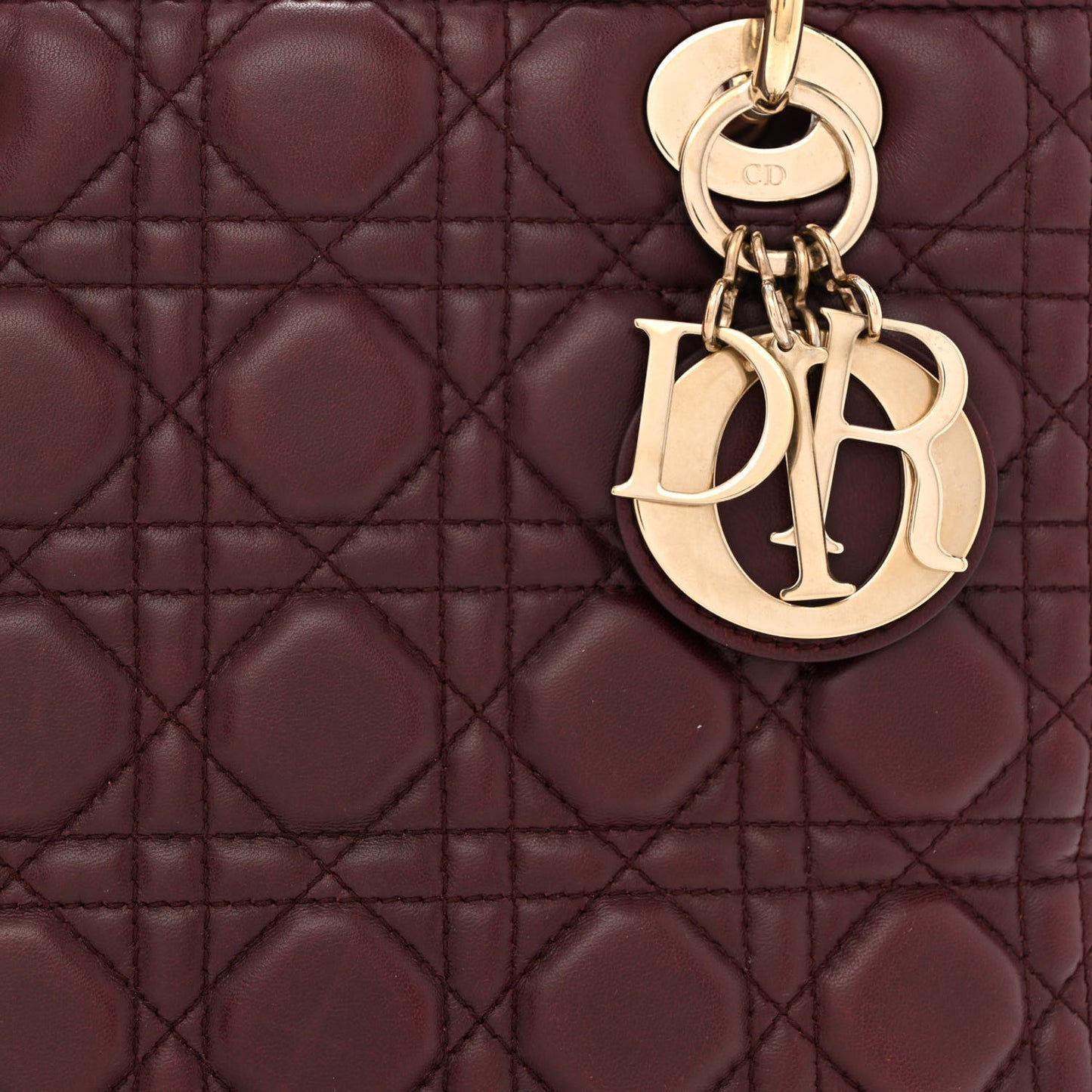 Lambskin Cannage Medium Lady Dior Burgundy