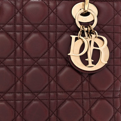 Christian Dior Lambskin Cannage Medium Lady Dior Burgundy 7 of 10