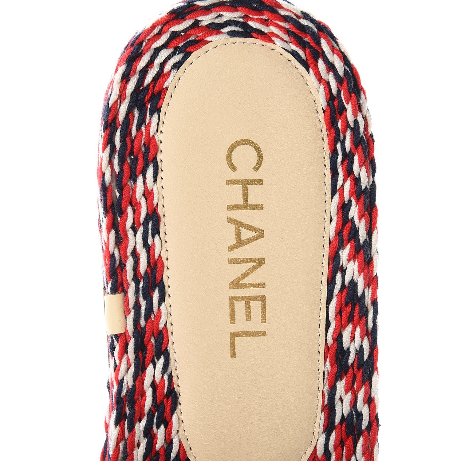 Chanel Cord CC Espadrille Slip On Sandals 41 Red Blue White 8 of 10