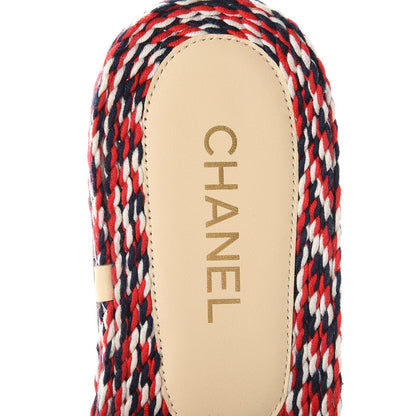 Chanel Cord CC Espadrille Slip On Sandals 41 Red Blue White 8 of 10