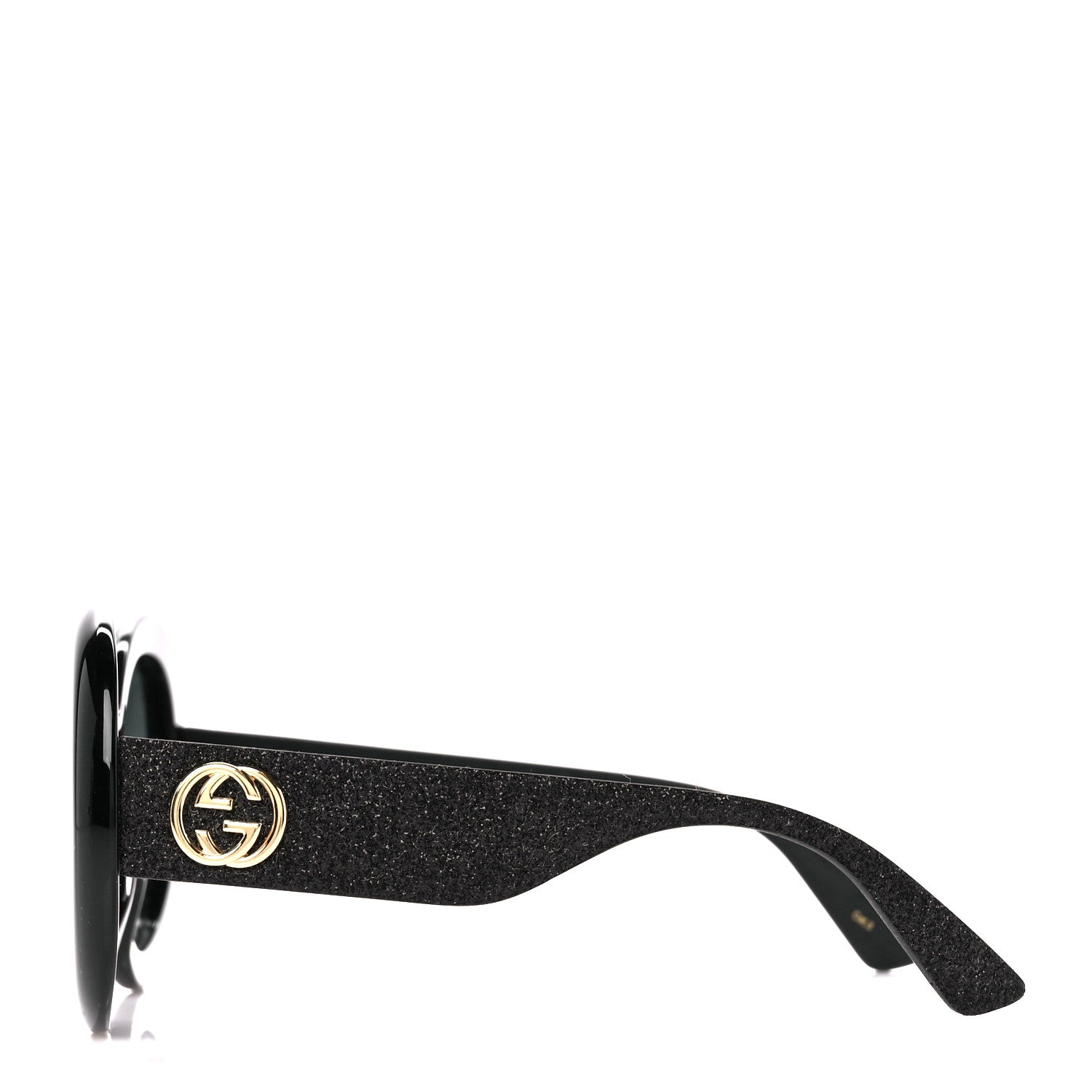 Gucci Acetate Round GG0101S Glitter Sunglasses Black 3 of 8