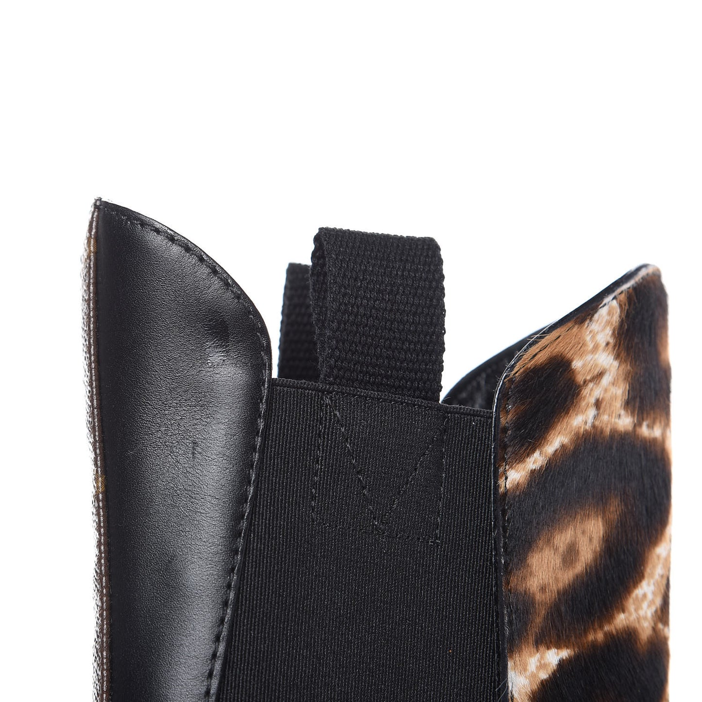 Calfskin Patent Pony Hair Fireball Ankle Boots 38 Leopard