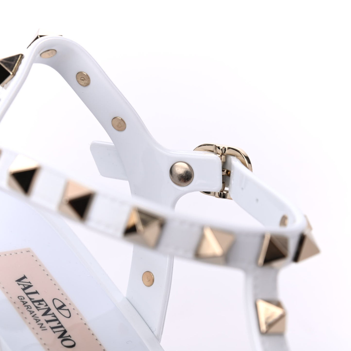 PVC Jelly Rockstud Caged Sandals 38 Optic White