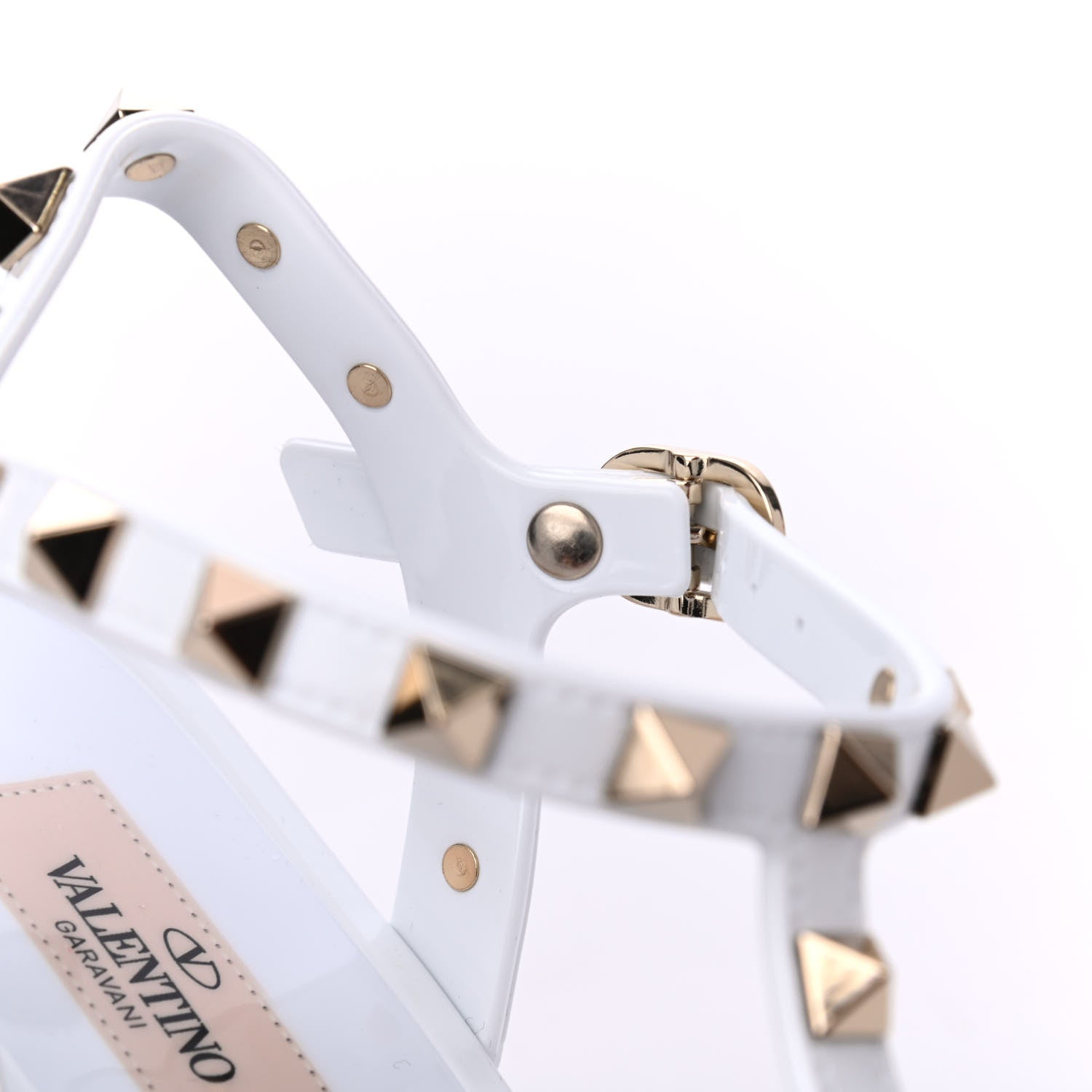 Valentino Garavani PVC Jelly Rockstud Caged Sandals 38 Optic White 9 of 12