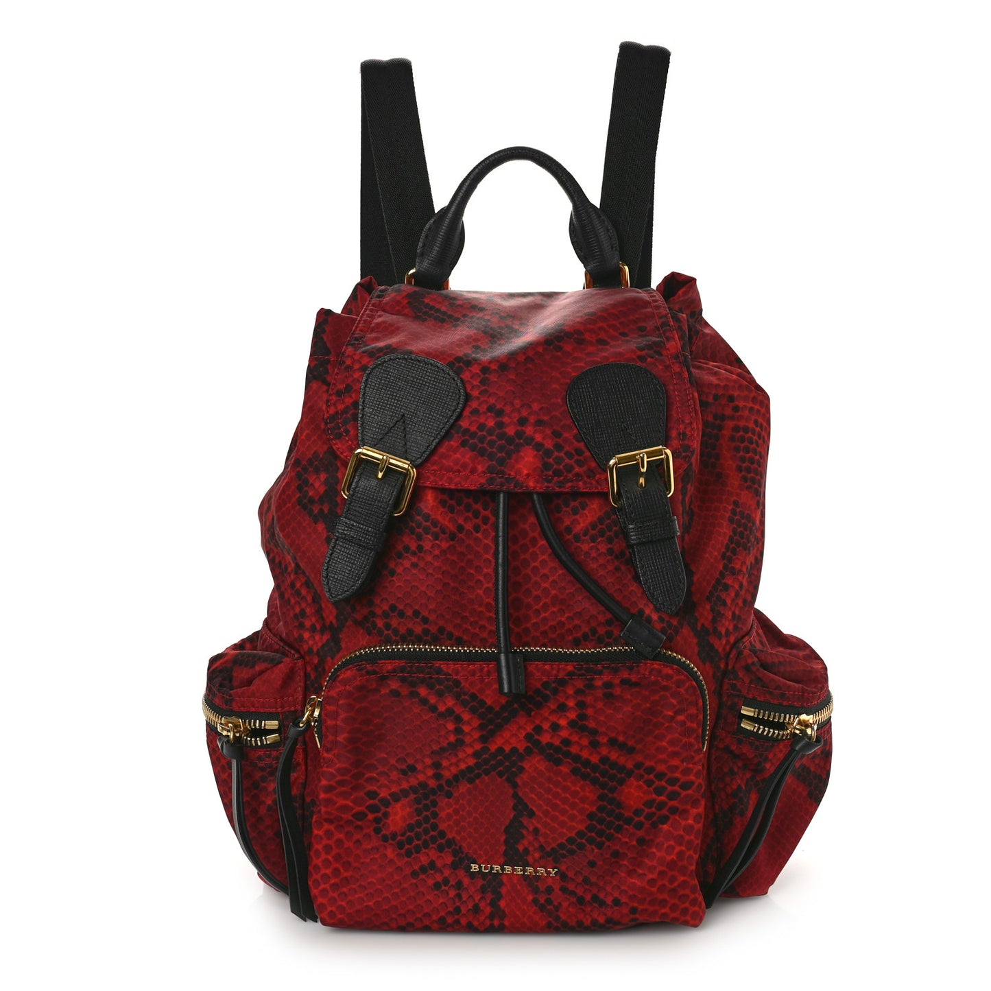Nylon Python Print Medium Rucksack Backpack Burgundy Red