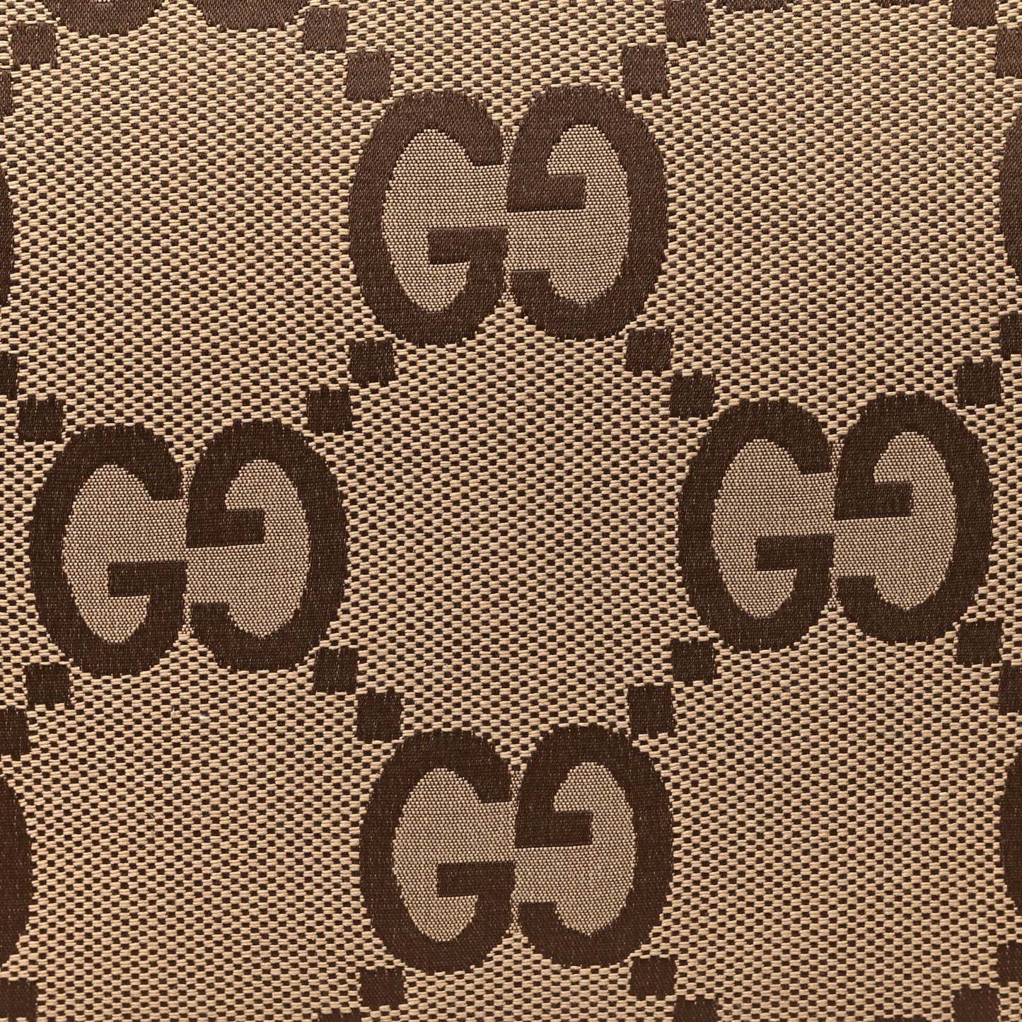 Monogram Jumbo GG Textured Dollar Calfskin Web Tote Bag Camel Ebony New Acero