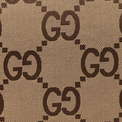 Gucci Monogram Jumbo GG Textured Dollar Calfskin Web Tote Bag Camel Ebony New Acero 8 of 12