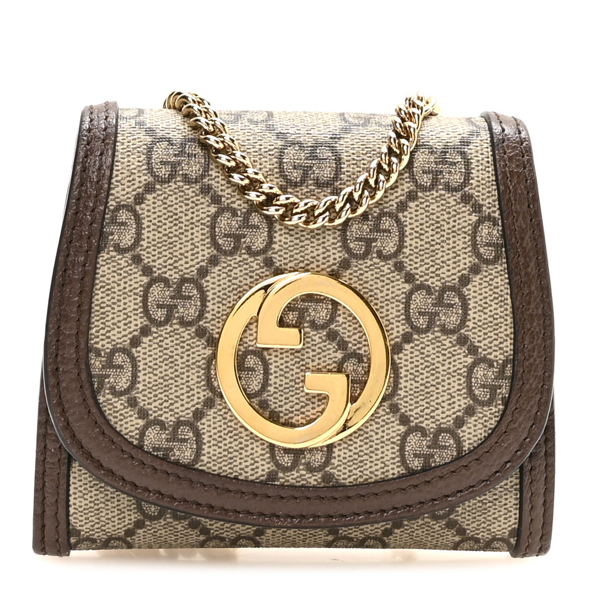 Gucci GG Supreme Monogram Textured Dollar Calfskin Blondie Chain Wallet Beige Ebony New Acero 1 of 11
