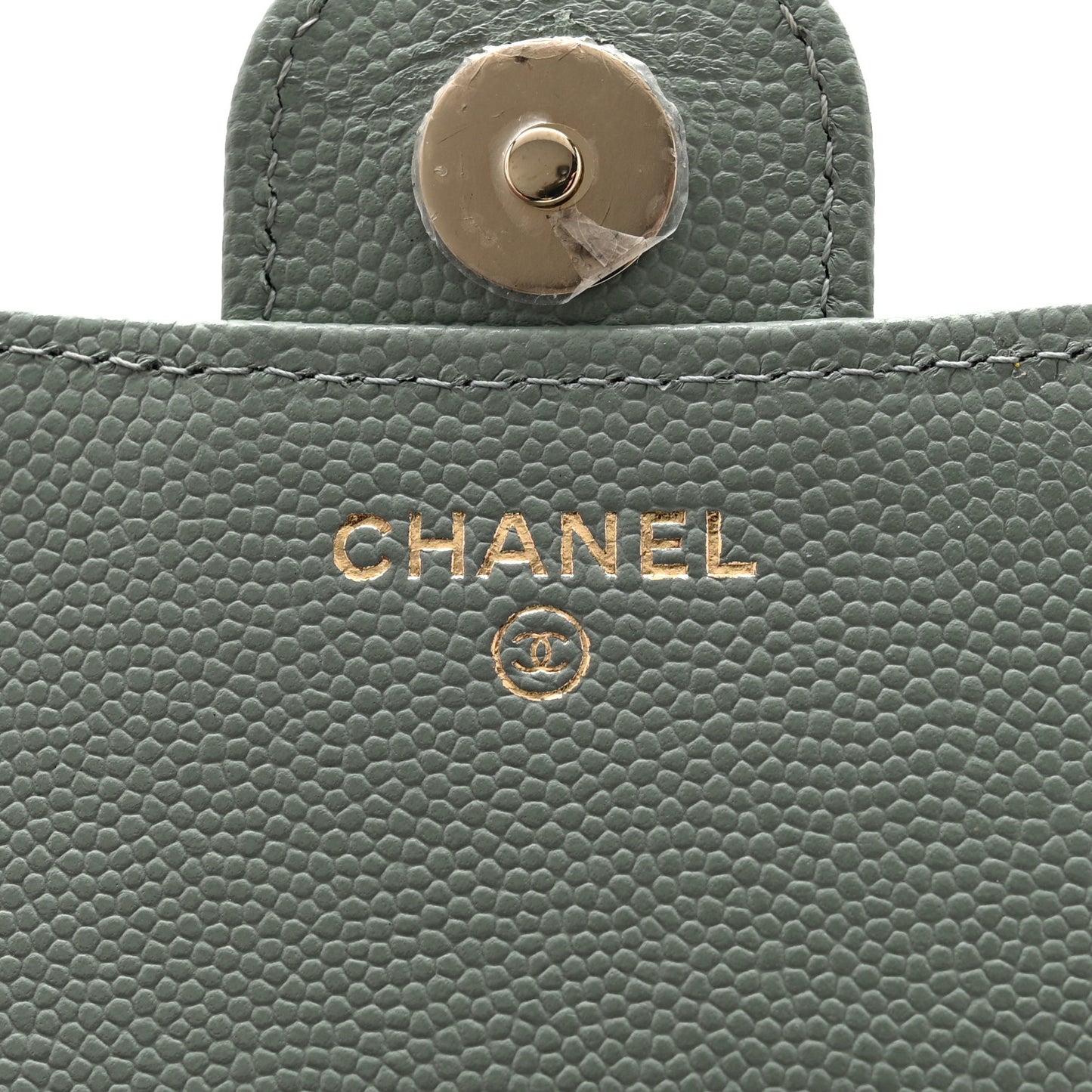 Caviar Quilted Flap Phone Holder With Chain Light Green