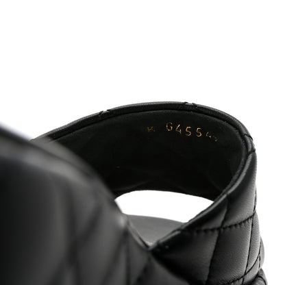 Chanel Lambskin Quilted Camelia CC Wedge Sandal Mules 38.5 Black 9 of 10