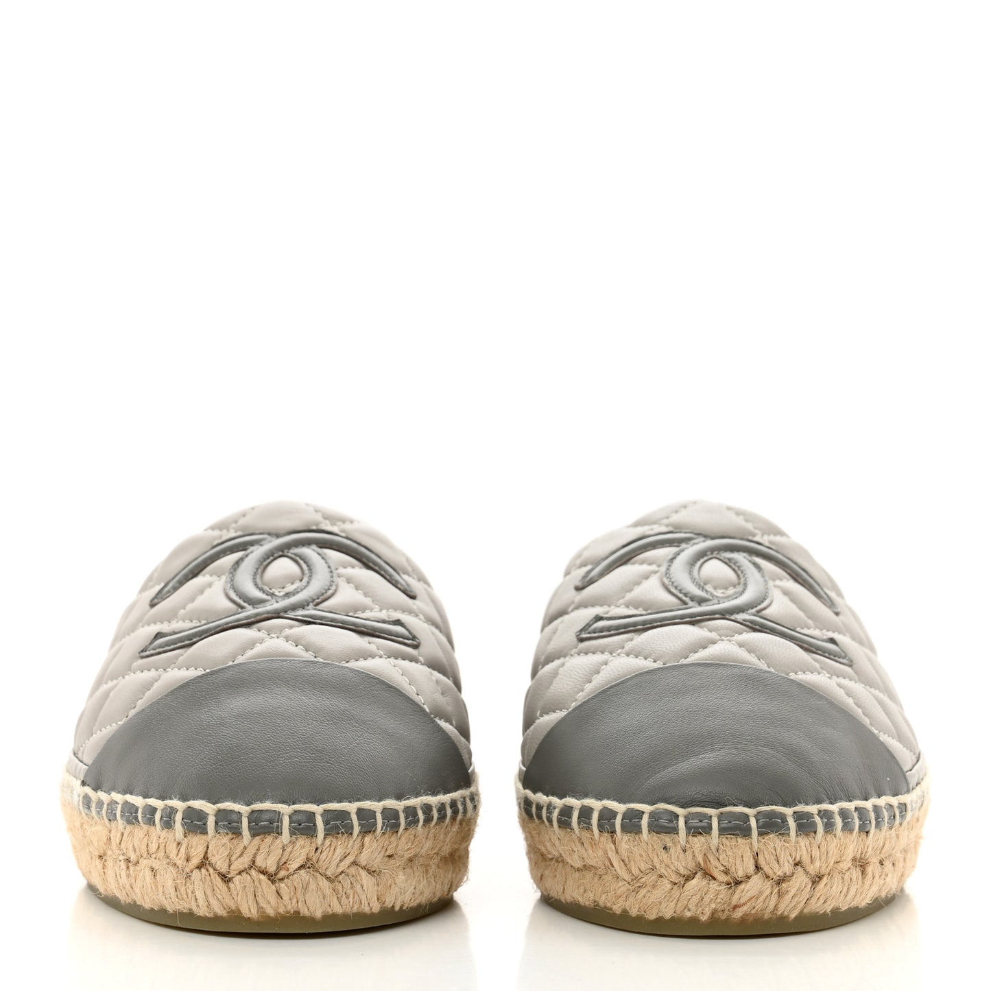 Lambskin Quilted CC Espadrilles 40 Grey