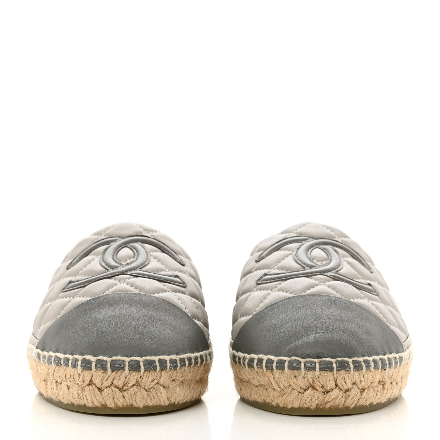 Chanel Lambskin Quilted CC Espadrilles 40 Grey 2 of 9