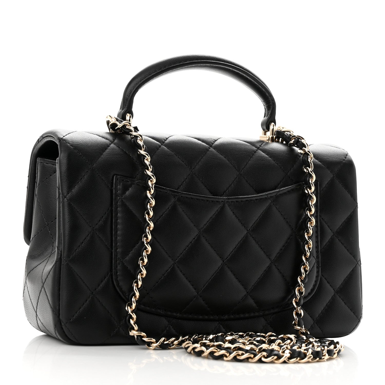 Chanel Lambskin Quilted Mini Top Handle Rectangular Flap Black 3 of 10