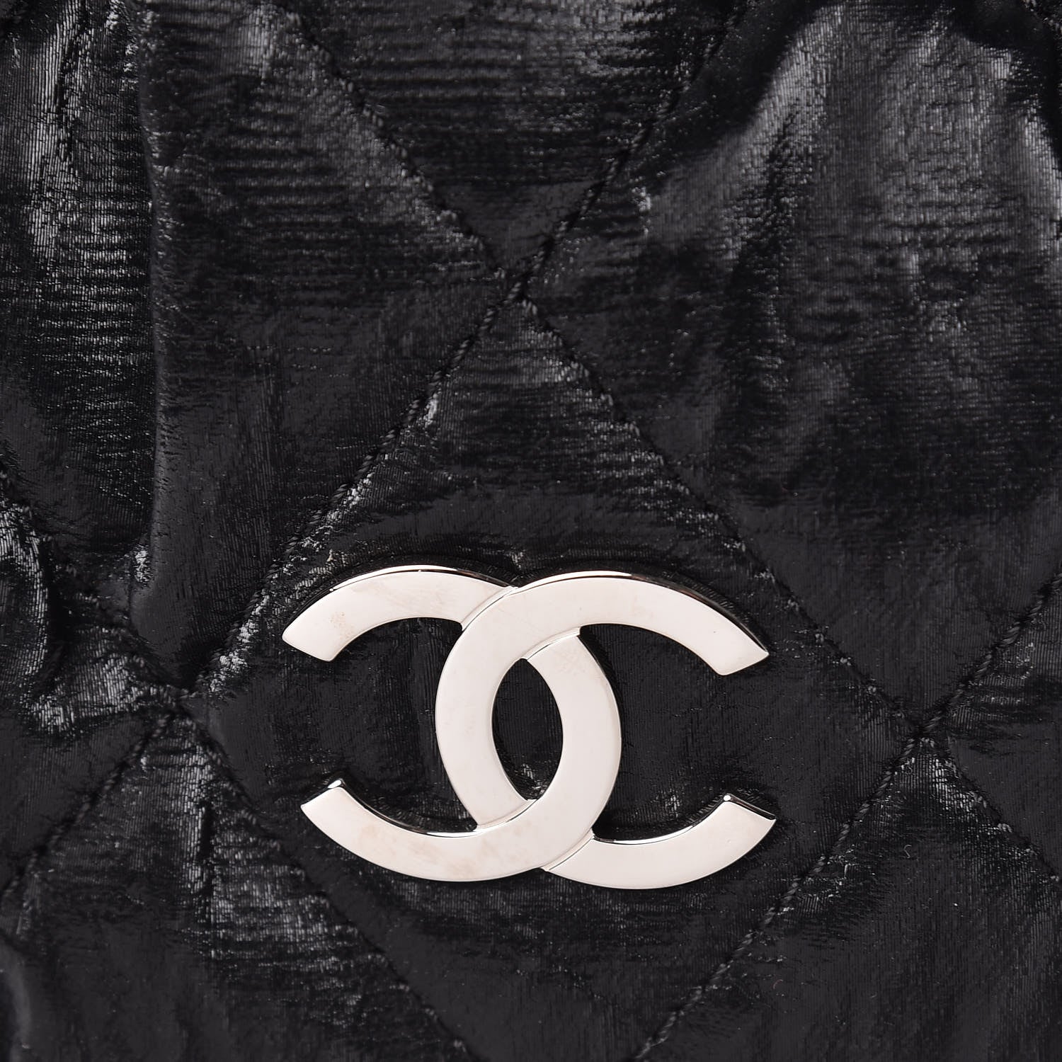 Chanel Crinkled Coated Canvas Quilted Flap Black 8 of 10
