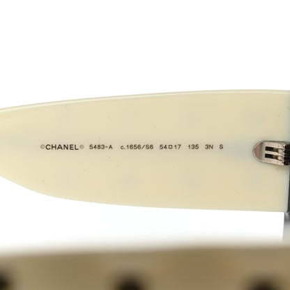 Chanel Acetate Quilted CC Rectangle Sunglasses 5483-A White Black 5 of 8