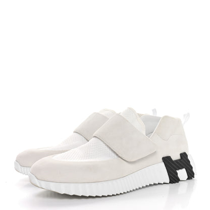 Hermes Suede Goatskin Knit H Womens Sneakers 39 White 3 of 7