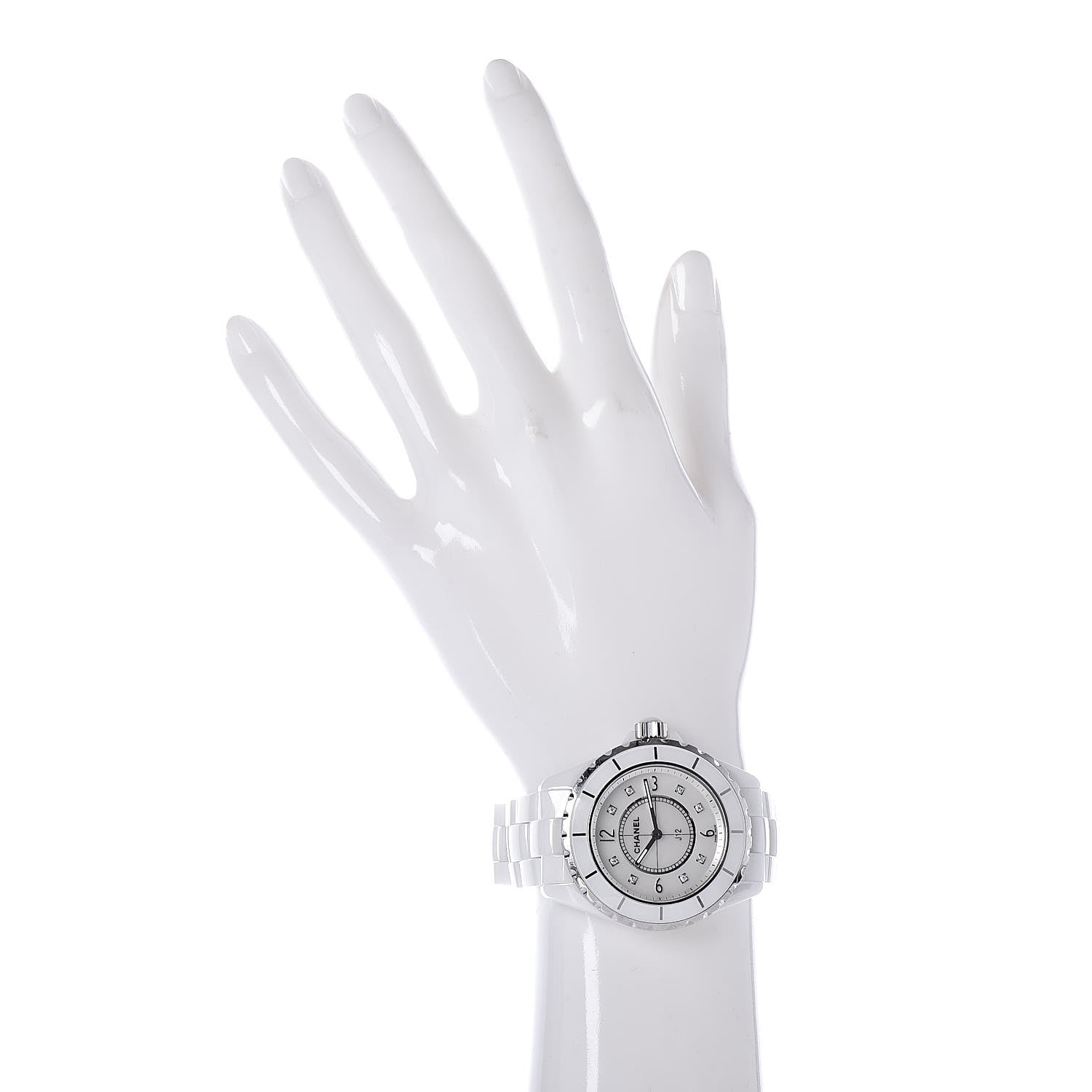 Chanel Stainless Steel Ceramic Diamond Mother of Pearl 38mm J12 Quartz Watch White 2 of 7