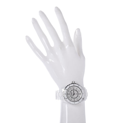 Chanel Stainless Steel Ceramic Diamond Mother of Pearl 38mm J12 Quartz Watch White 2 of 7