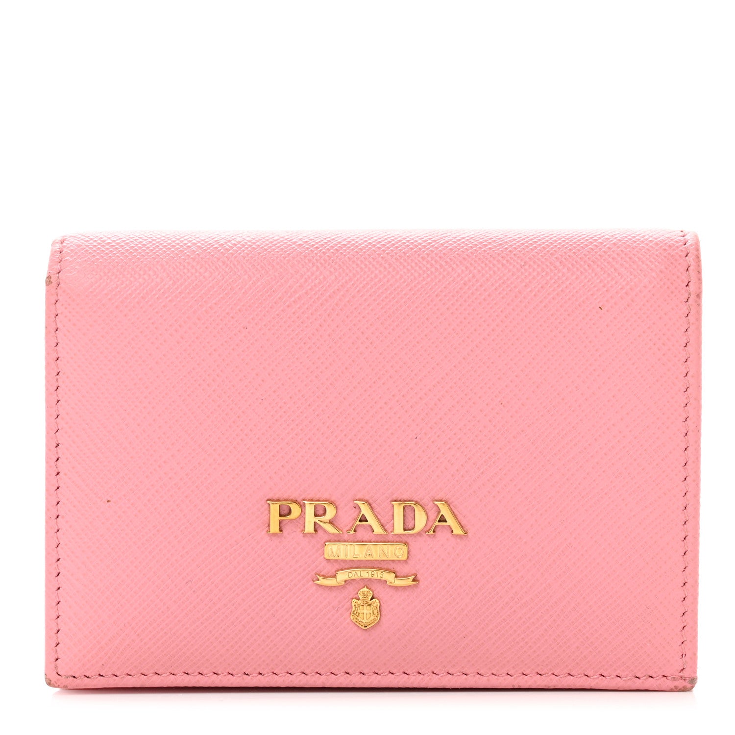 Prada Saffiano Metal Compact Snap Bi-Fold Wallet Petalo 1 of 8