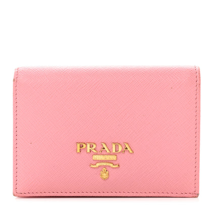 Prada Saffiano Metal Compact Snap Bi-Fold Wallet Petalo 1 of 8